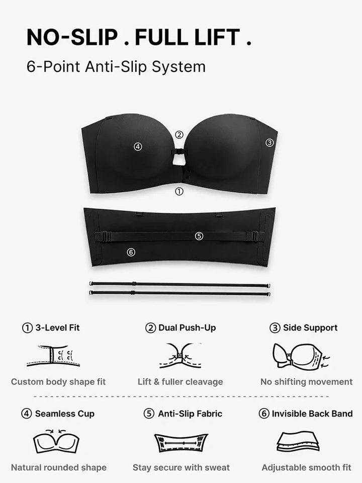 OwBra Strapless Front Closure Push-Up Bra