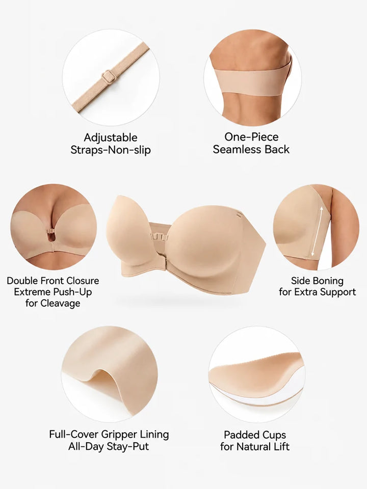 OwBra Strapless Front Closure Push-Up Bra
