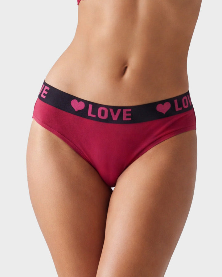 Pack Of 6 LOVE Print Cotton Bikini Panties