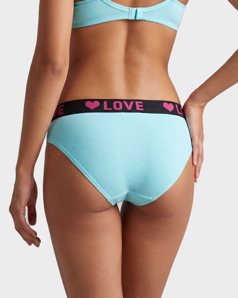Pack Of 6 LOVE Print Cotton Bikini Panties