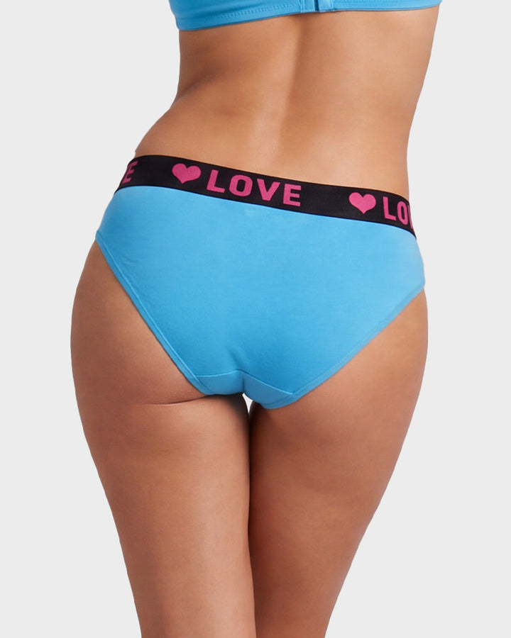 Pack Of 6 LOVE Print Cotton Bikini Panties