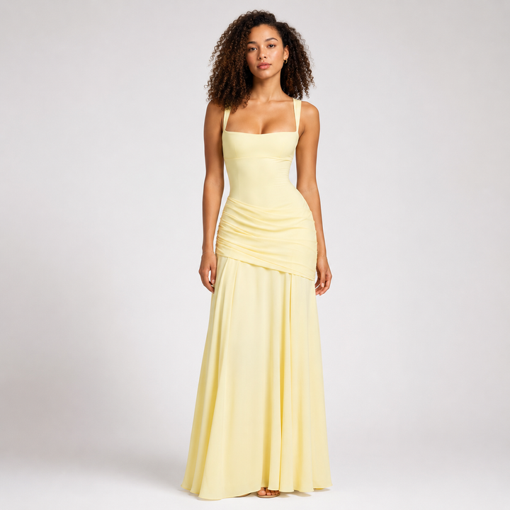 MayChic Square-Neck Backless Maxi Dress