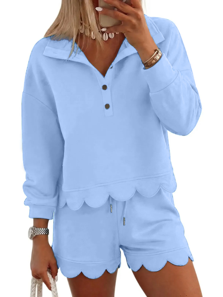 MayCozy Scalloped 2 Piece Lounge Short Set