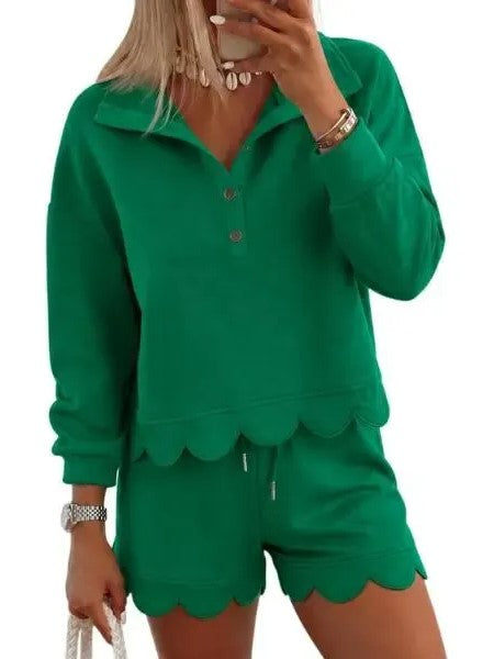 MayCozy Scalloped 2 Piece Lounge Short Set